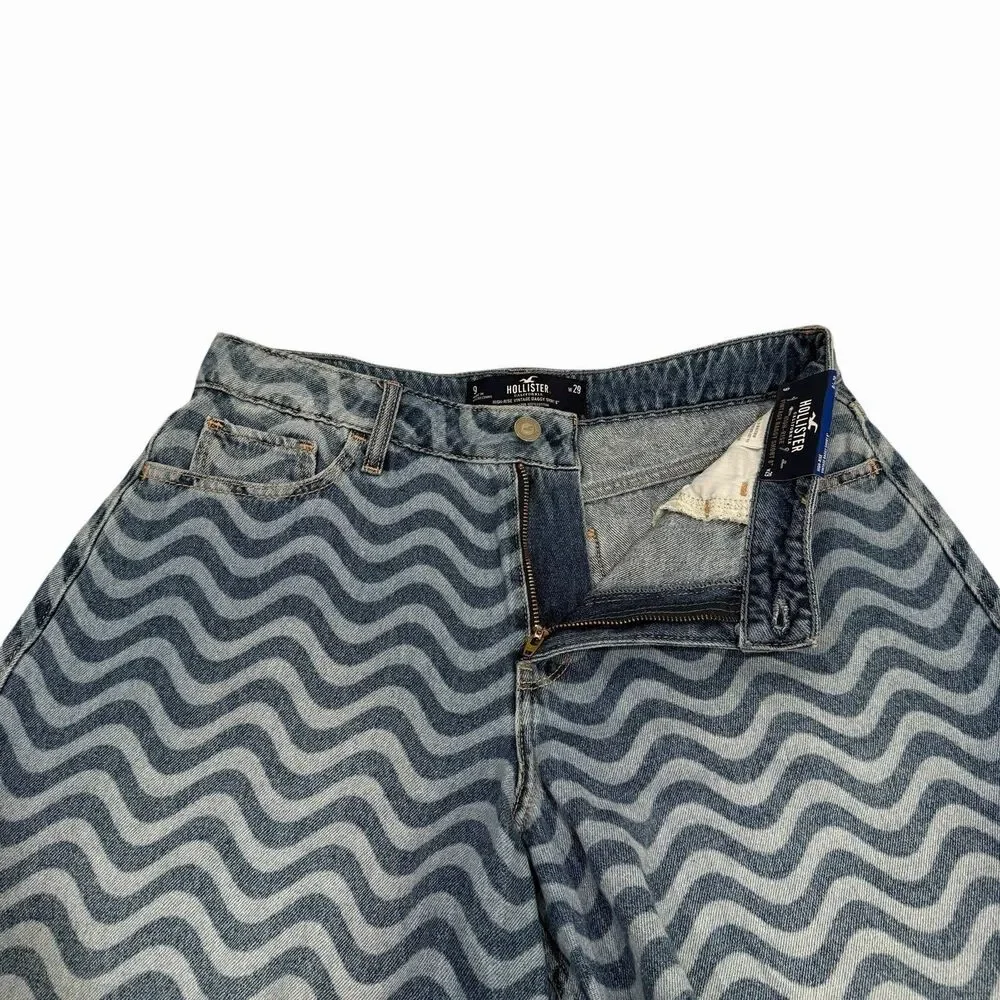 Hollister Vintage Baggy Shorts Womens Denim Wide Wavy High Rise 9 Y2K Style‎ NWT